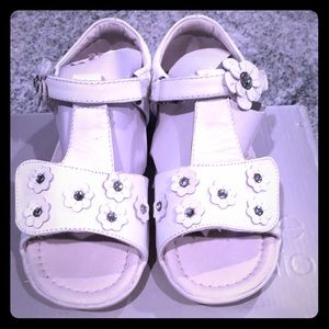 Girls White and Rhinestone Sandals